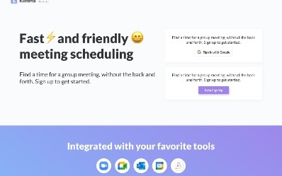 Komma group-meeting scheduling landing page